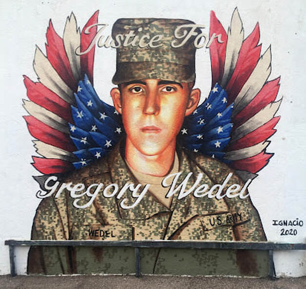 Justice for Gregory Wedel mural by Ignacio Garcia
