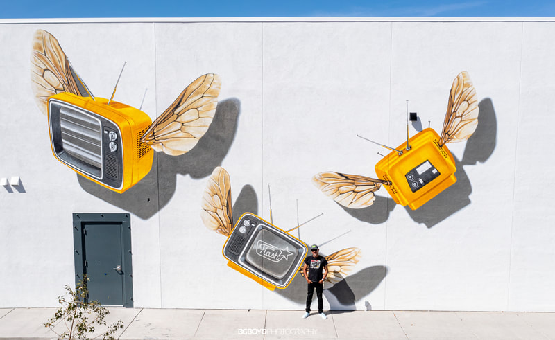 TV Bees Mural by Ignacio Garcia